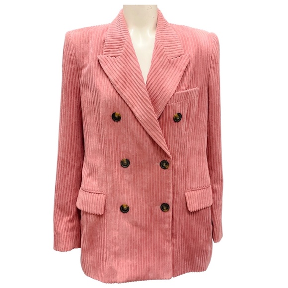 ISABEL MARANT ETOILE ROSEWOOD PINK DALEYO DOUBLE BREASTED CORDUROY BLAZER - Picture 1 of 6